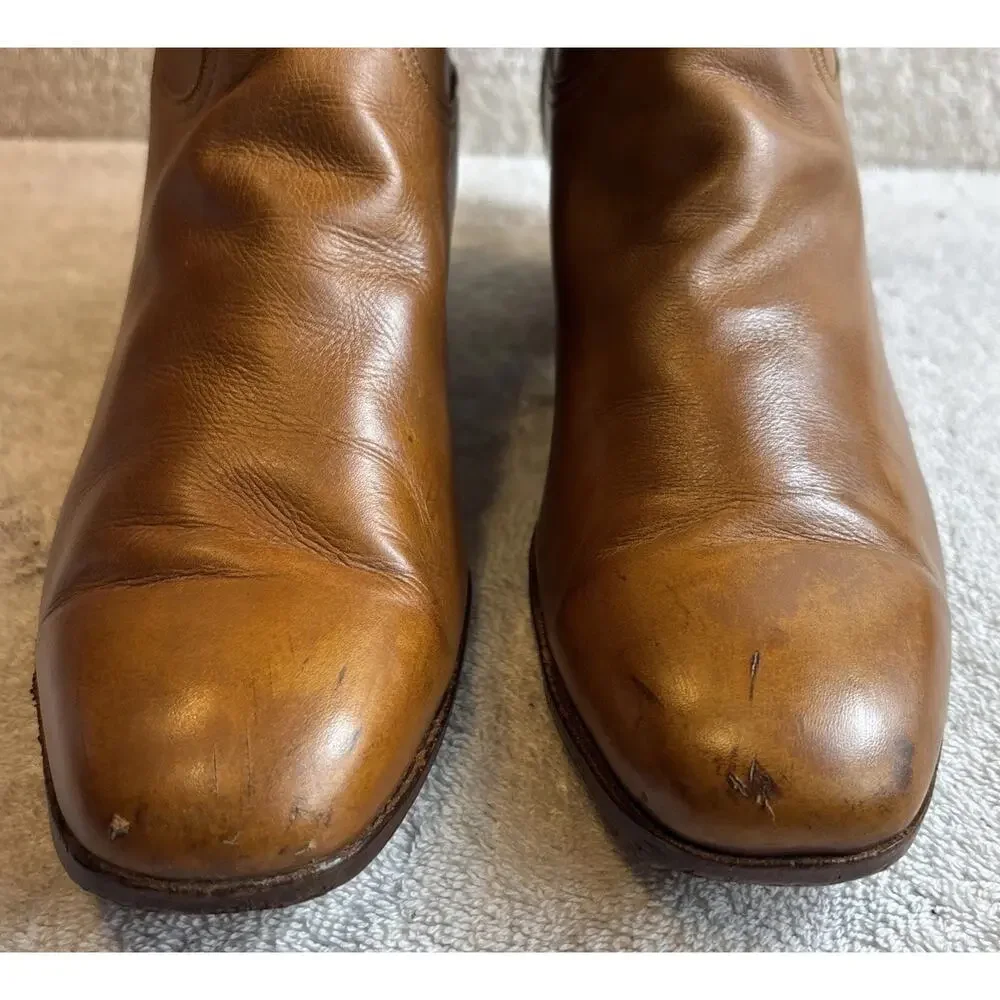 Vintage Lucchese Boots Womens 8 C San Antonio Brown Western Narrow Square Toe